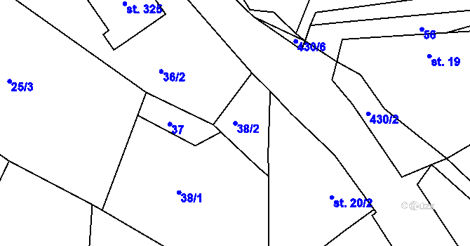 Parcela st. 38/2 v KÚ Suhrovice, Katastrální mapa