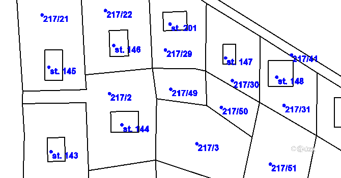 Parcela st. 217/49 v KÚ Suhrovice, Katastrální mapa