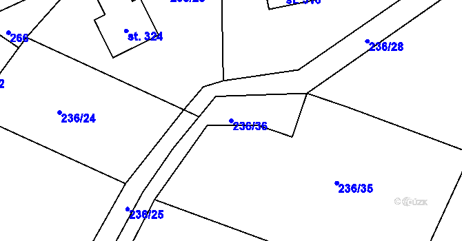 Parcela st. 236/36 v KÚ Suhrovice, Katastrální mapa