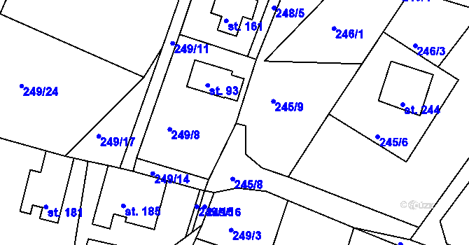 Parcela st. 248/4 v KÚ Suhrovice, Katastrální mapa