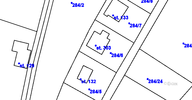 Parcela st. 303 v KÚ Suhrovice, Katastrální mapa