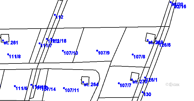 Parcela st. 107/9 v KÚ Suhrovice, Katastrální mapa