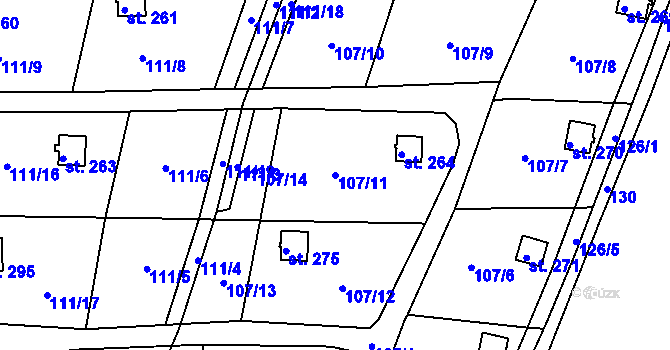 Parcela st. 107/11 v KÚ Suhrovice, Katastrální mapa