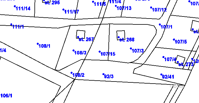 Parcela st. 107/15 v KÚ Suhrovice, Katastrální mapa