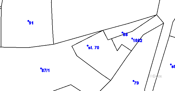 Parcela st. 70 v KÚ Kněžnice, Katastrální mapa