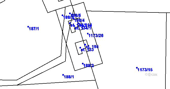 Parcela st. 195 v KÚ Kněžnice, Katastrální mapa