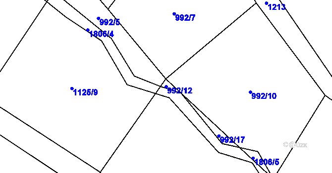 Parcela st. 992/12 v KÚ Kněžnice, Katastrální mapa