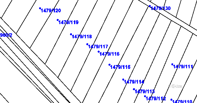 Parcela st. 1479/116 v KÚ Kněžpole u Uherského Hradiště, Katastrální mapa