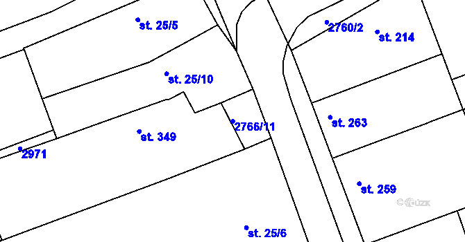 Parcela st. 2766/11 v KÚ Kněžpole u Uherského Hradiště, Katastrální mapa