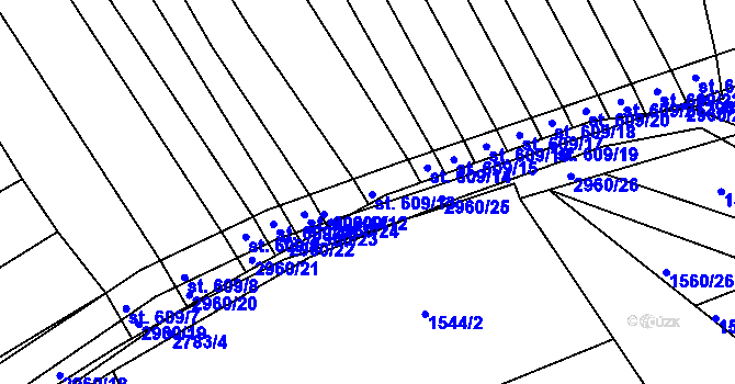 Parcela st. 2961/14 v KÚ Kněžpole u Uherského Hradiště, Katastrální mapa