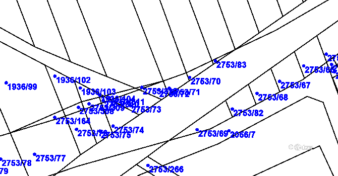 Parcela st. 2753/71 v KÚ Kněžpole u Uherského Hradiště, Katastrální mapa