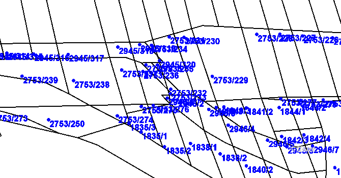 Parcela st. 2753/232 v KÚ Kněžpole u Uherského Hradiště, Katastrální mapa