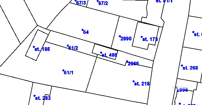 Parcela st. 486 v KÚ Kněžpole u Uherského Hradiště, Katastrální mapa