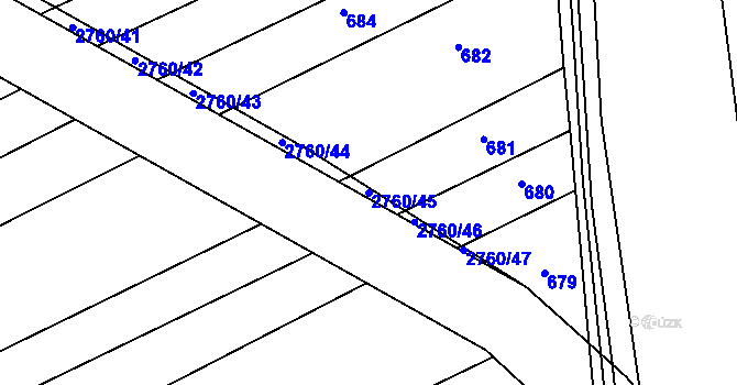 Parcela st. 2760/45 v KÚ Kněžpole u Uherského Hradiště, Katastrální mapa