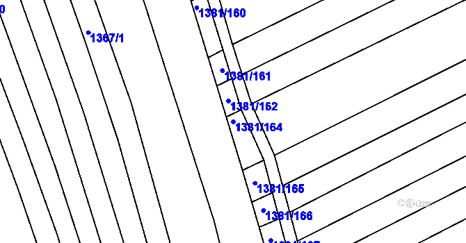 Parcela st. 1381/164 v KÚ Kněžpole u Uherského Hradiště, Katastrální mapa