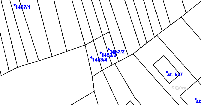 Parcela st. 1453/3 v KÚ Kněžpole u Uherského Hradiště, Katastrální mapa