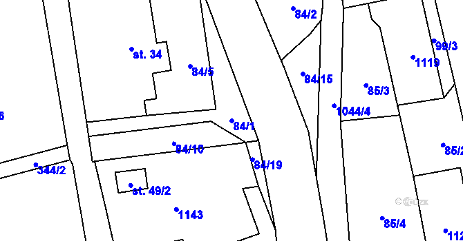 Parcela st. 84/1 v KÚ Kněžpole, Katastrální mapa