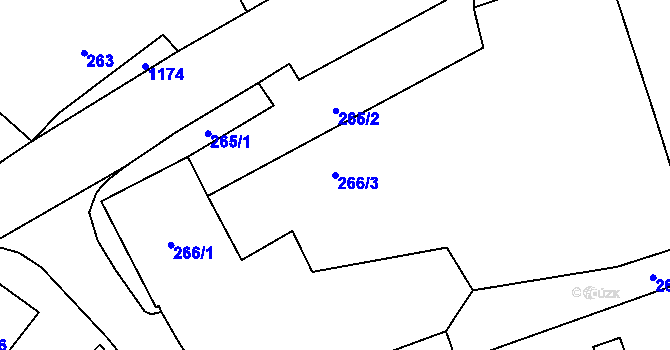 Parcela st. 266/3 v KÚ Knínice, Katastrální mapa