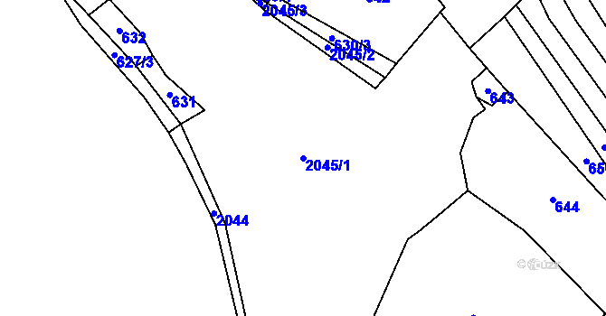 Parcela st. 2045/1 v KÚ Knínice, Katastrální mapa