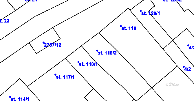 Parcela st. 118/2 v KÚ Knínice u Boskovic, Katastrální mapa