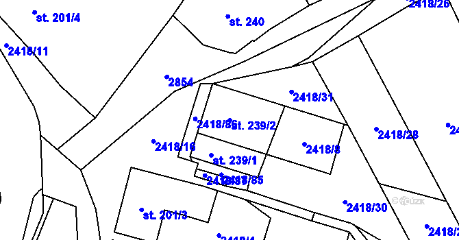 Parcela st. 239/2 v KÚ Knínice u Boskovic, Katastrální mapa