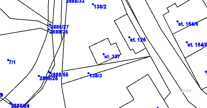 Parcela st. 337 v KÚ Knínice u Boskovic, Katastrální mapa