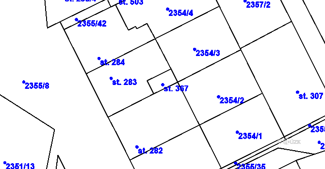 Parcela st. 367 v KÚ Knínice u Boskovic, Katastrální mapa
