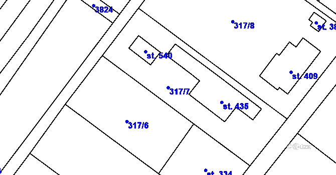 Parcela st. 317/7 v KÚ Knínice u Boskovic, Katastrální mapa