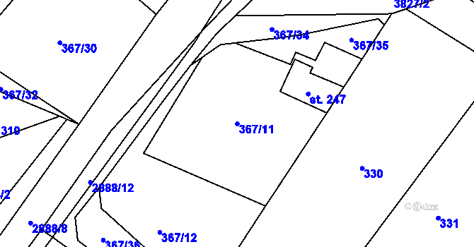 Parcela st. 367/11 v KÚ Knínice u Boskovic, Katastrální mapa