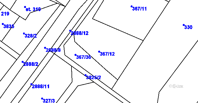 Parcela st. 367/12 v KÚ Knínice u Boskovic, Katastrální mapa