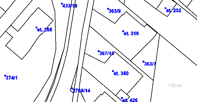 Parcela st. 367/15 v KÚ Knínice u Boskovic, Katastrální mapa
