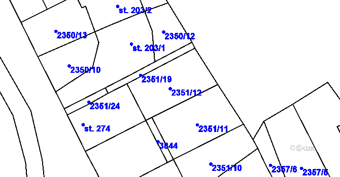 Parcela st. 2351/12 v KÚ Knínice u Boskovic, Katastrální mapa