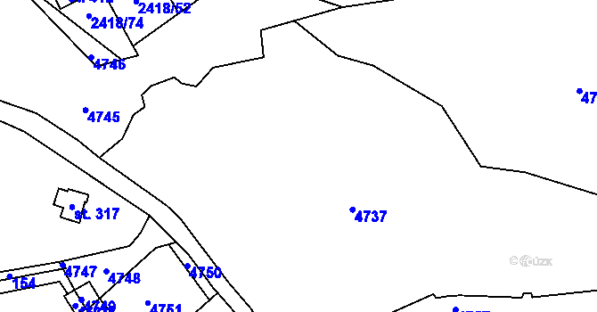 Parcela st. 2418/2 v KÚ Knínice u Boskovic, Katastrální mapa