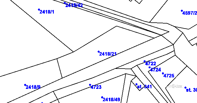 Parcela st. 2418/21 v KÚ Knínice u Boskovic, Katastrální mapa