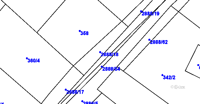 Parcela st. 2888/18 v KÚ Knínice u Boskovic, Katastrální mapa