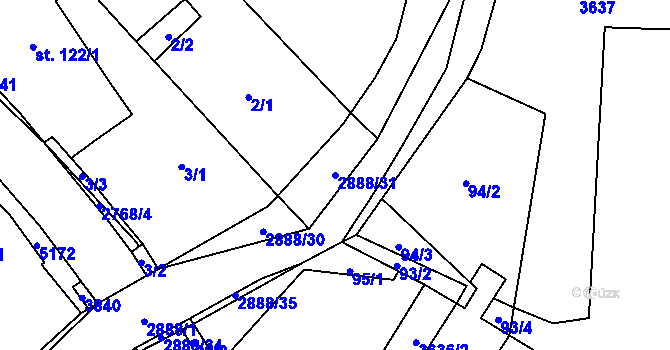 Parcela st. 2888/31 v KÚ Knínice u Boskovic, Katastrální mapa