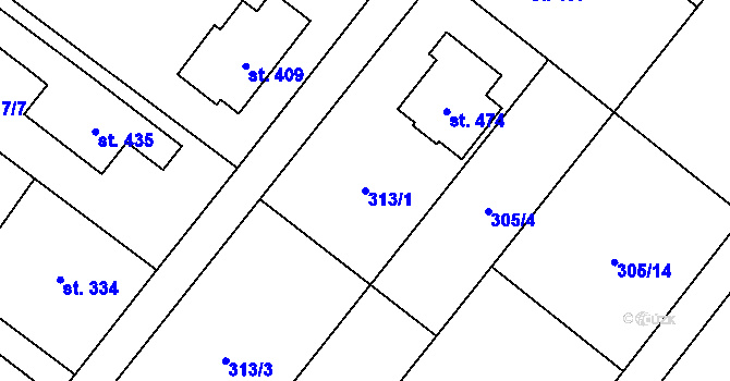 Parcela st. 313/1 v KÚ Knínice u Boskovic, Katastrální mapa