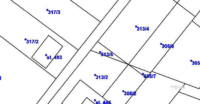 Parcela st. 313/5 v KÚ Knínice u Boskovic, Katastrální mapa