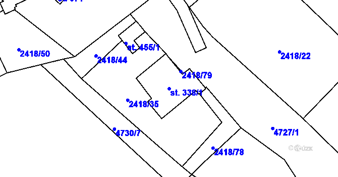 Parcela st. 338/1 v KÚ Knínice u Boskovic, Katastrální mapa