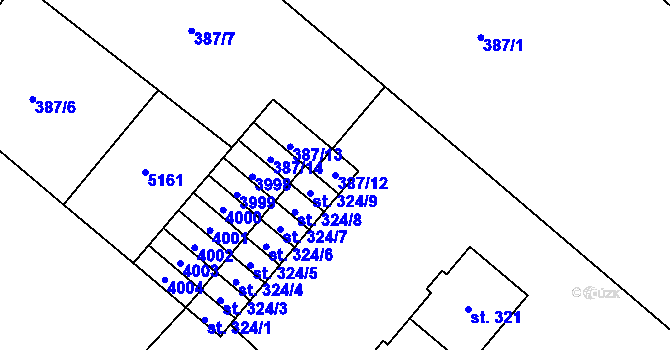 Parcela st. 387/12 v KÚ Knínice u Boskovic, Katastrální mapa
