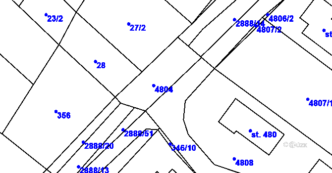 Parcela st. 2888/50 v KÚ Knínice u Boskovic, Katastrální mapa