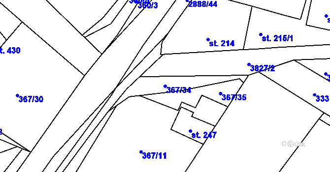 Parcela st. 367/34 v KÚ Knínice u Boskovic, Katastrální mapa