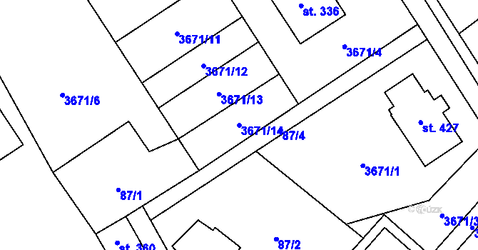 Parcela st. 3671/14 v KÚ Knínice u Boskovic, Katastrální mapa