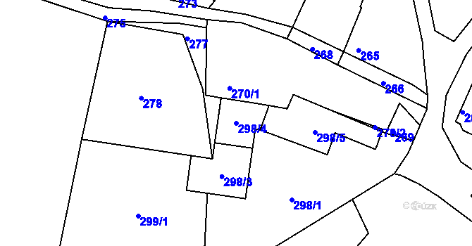Parcela st. 298/4 v KÚ Kňovice, Katastrální mapa