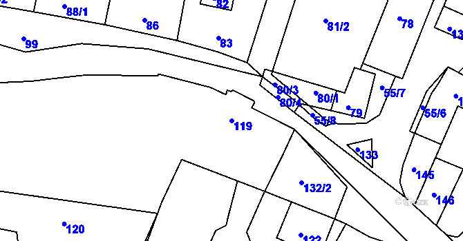 Parcela st. 119 v KÚ Kňovice, Katastrální mapa