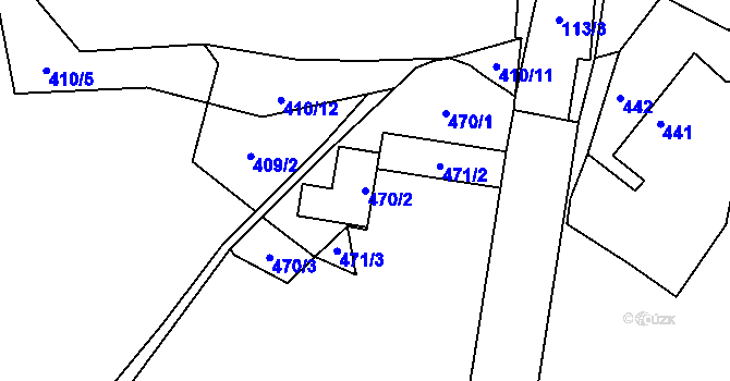 Parcela st. 470/2 v KÚ Kňovice, Katastrální mapa