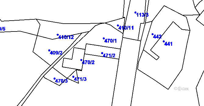 Parcela st. 471/2 v KÚ Kňovice, Katastrální mapa
