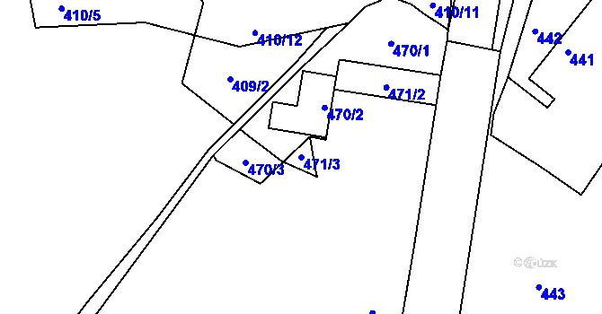 Parcela st. 471/3 v KÚ Kňovice, Katastrální mapa