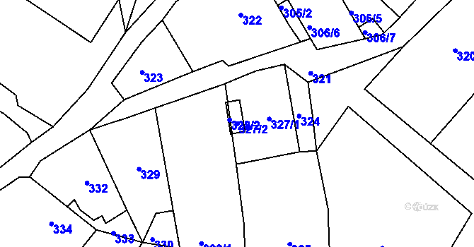 Parcela st. 327/2 v KÚ Kňovice, Katastrální mapa