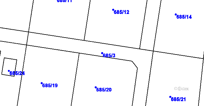 Parcela st. 685/3 v KÚ Kňovice, Katastrální mapa